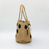StrawWeave Handmade Polka Dot Raffia Tote  Premium Eco-Friendly Woven Bag, Summer Beach & Vacation Handbag